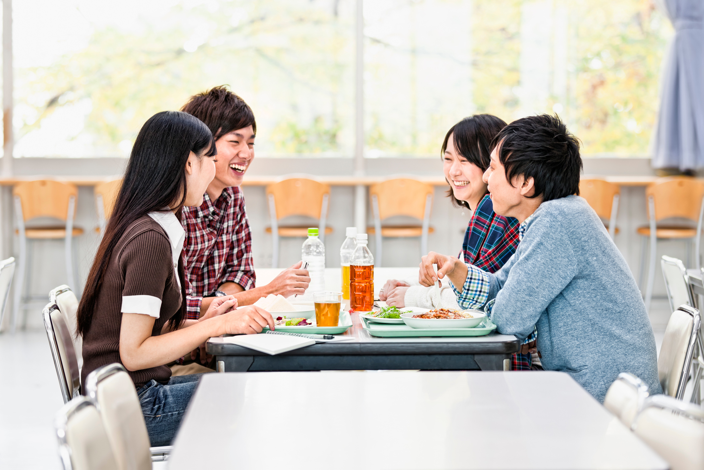 Japanese college students at lunch break